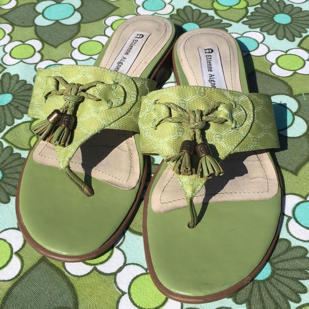 Etienne Aigner Monogram Tassel Flip Flop